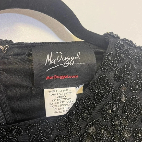 Mac Duggal Floral Beaded Sheath Dress - Cocktail Formal Rosette Beadwork - Picture 6 of 9